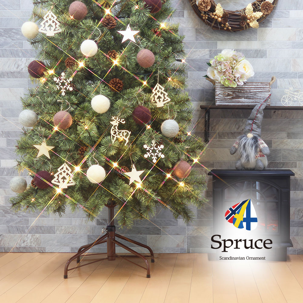 クリスマスツリー セット 180cm 北欧 LEDライトオーナメント 飾り付き